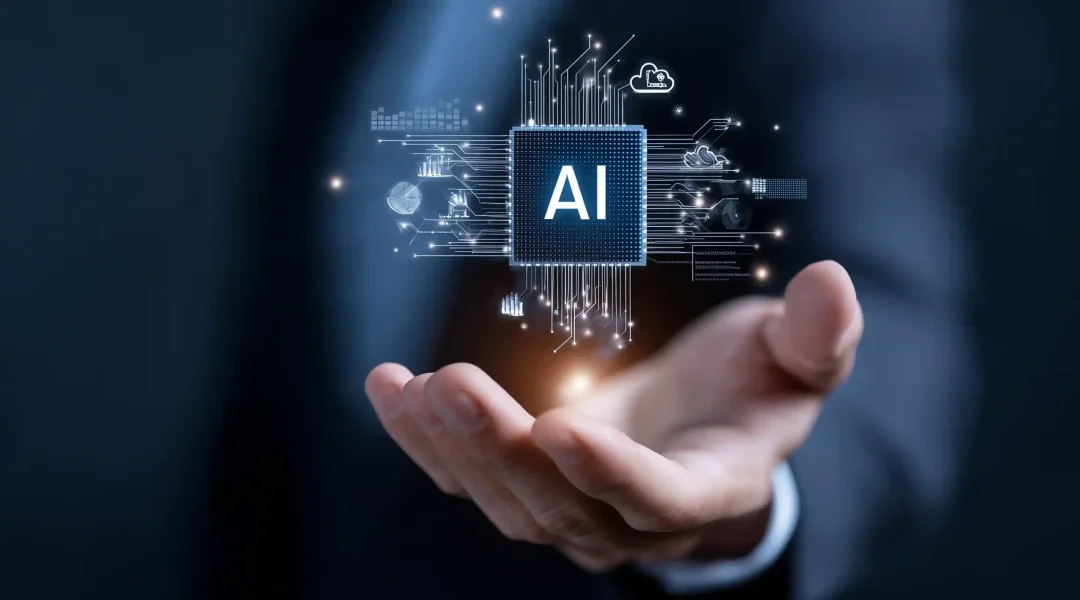 gummies420_A_businessman_holding_an_AI_chip_with_icons_of_techn_36c2200c-2185-4730-a024-97c0adcb95a9